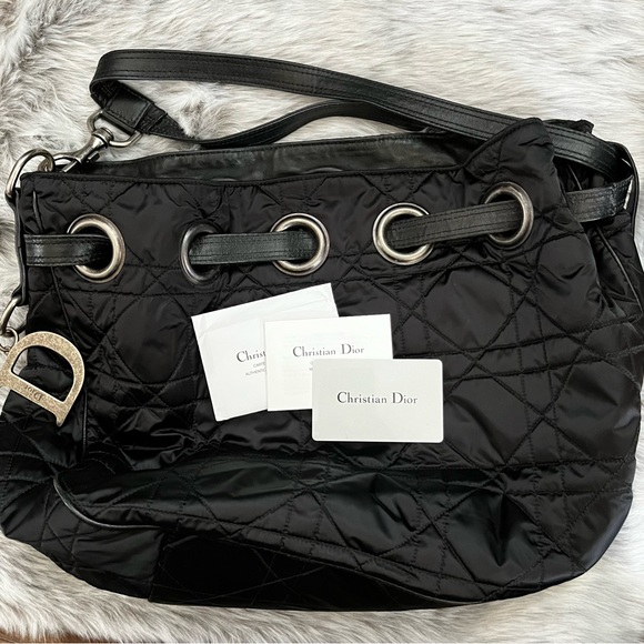 Dior Black Nylon Vintage Quilted Tote Authentic - Picture 3 of 11